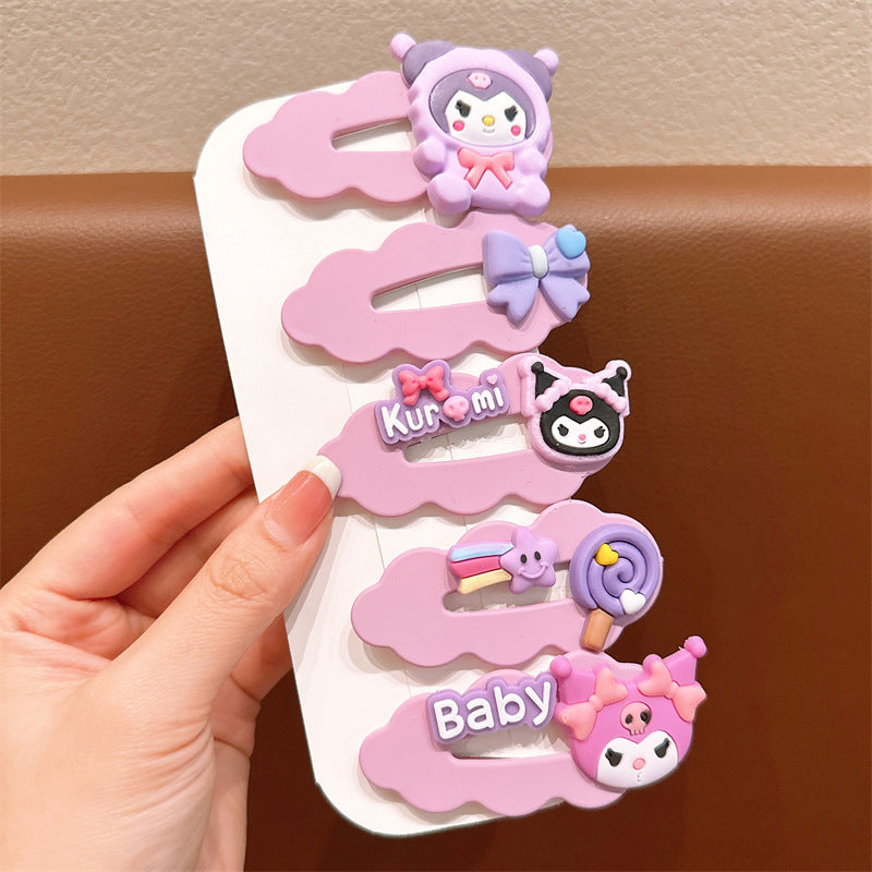 Cute Kuromi Cartoon Hairpin Set - Design 2 (5 pc set card packing)
