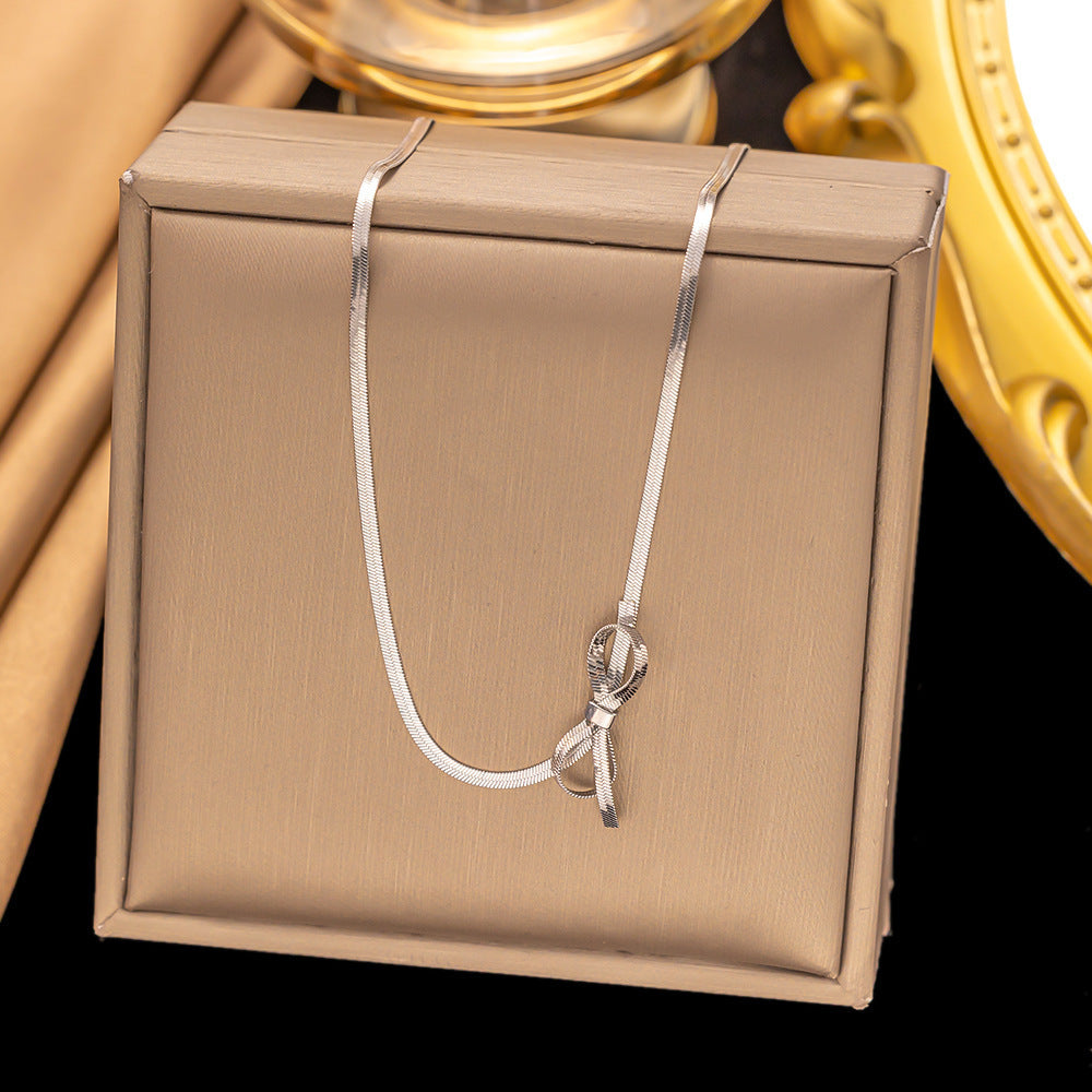 3 Set - Anti Tarnish Bow tie necklace and earring set silver (1 Set Price - 115)