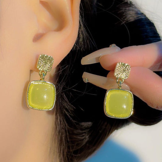 6 Pairs - New Square Earrings - Green (1 Pair Price - 26)