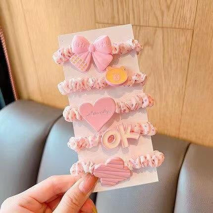 3 Set - Pink OK 5-piece set rubberband (1 Set Price - 38)