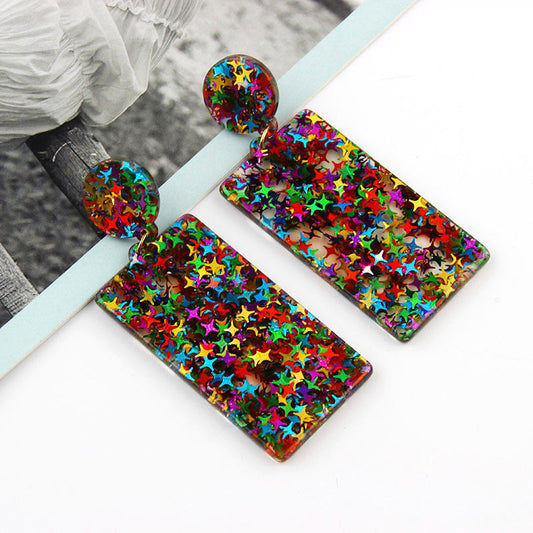 6 Set - Metal sequins acrylic stitching earrings (1 Set price - 26)