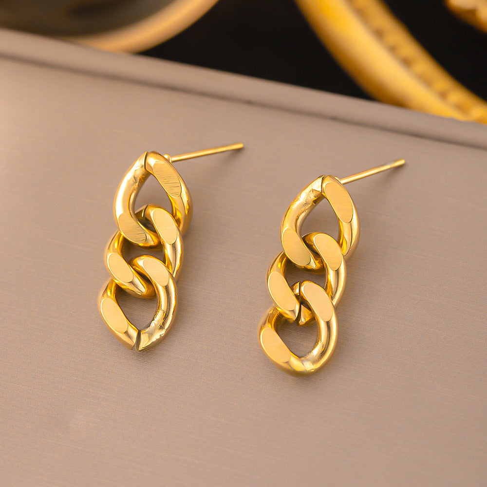 3 Pairs - Anti Tarnish Chain earrings gold (1 Pair Price - 47)