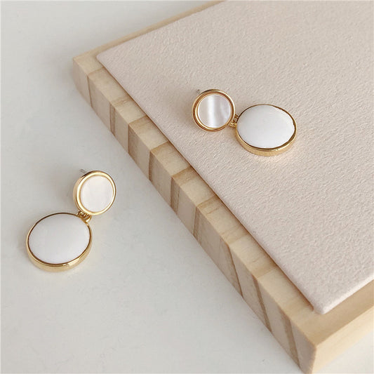 6 Set - Candy Color Drop Oil Geometric Round Earrings - White (1 Set price - 33)