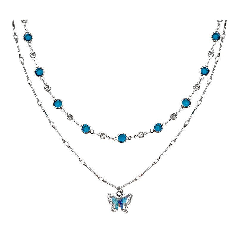6 Pc - Summer Layered Double-Layer Butterfly Necklace (1 Pc Price - 42)