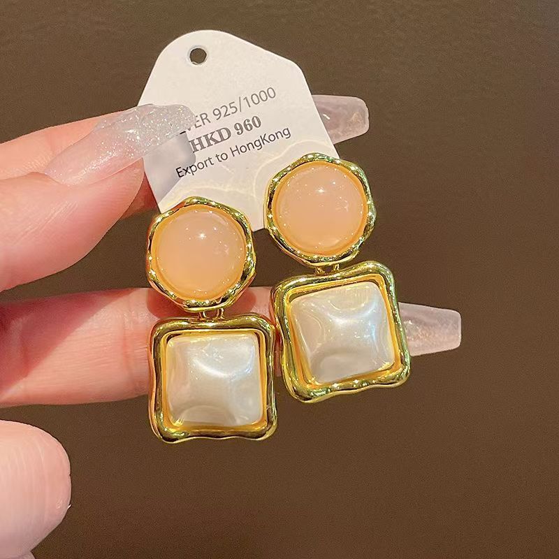 6 Pairs - New Elegant Stainless Steel Geometric Earrings (Mix Color)  (1 Pair Price - 41)