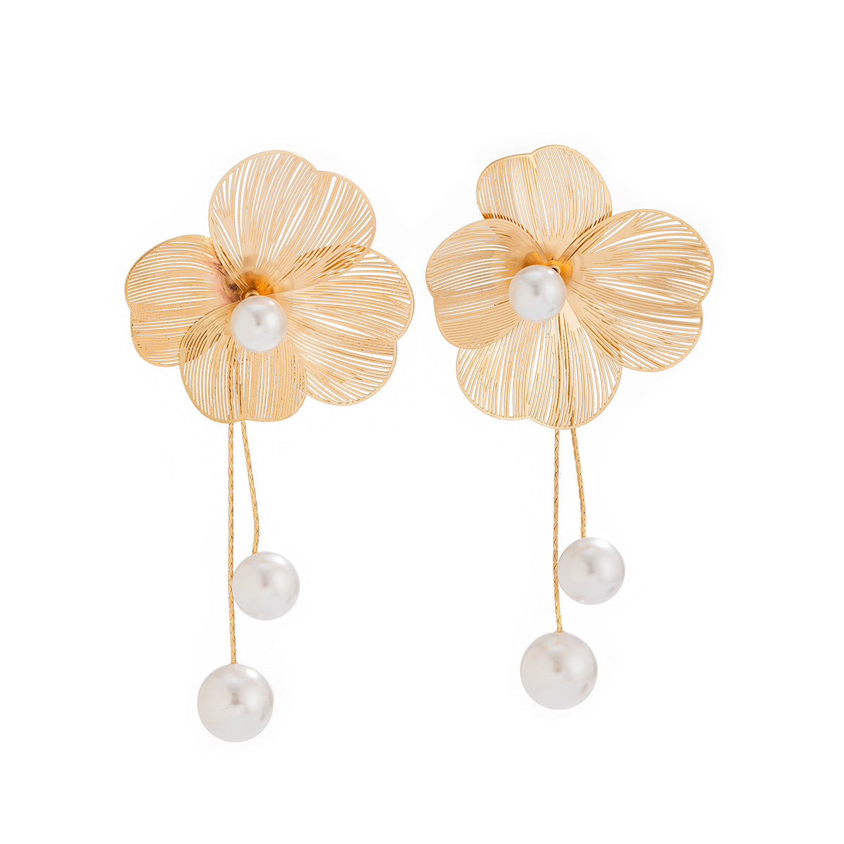 6 Set - Three-dimensional ginkgo flower earrings - Golden (Unit price 53)