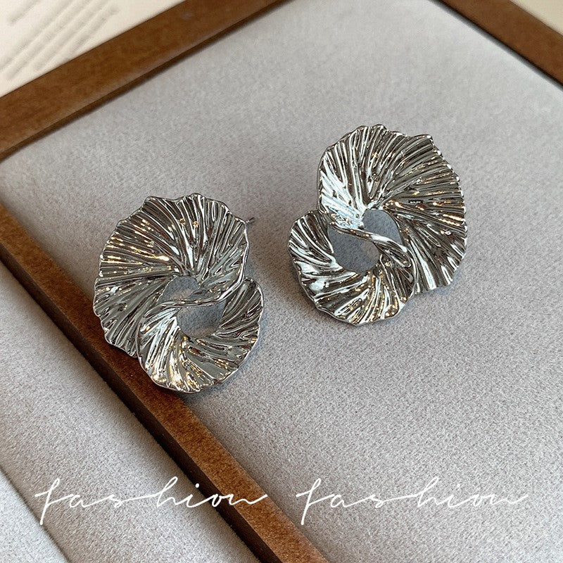 6 Pairs - Irregular Texture Twisted Earrings for Women - Silver  (1 Pair Price - 27)