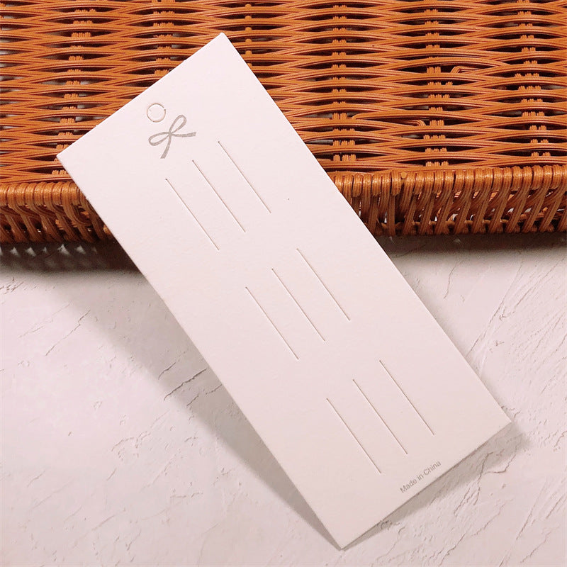 6.5*15 cm Bow-shaped 3-slot cardstock embossed paper tags (pack of 100)