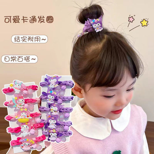 5 Pc - Children's cartoon Melody braided ponytail rubber band (1 Pc Price - 15)