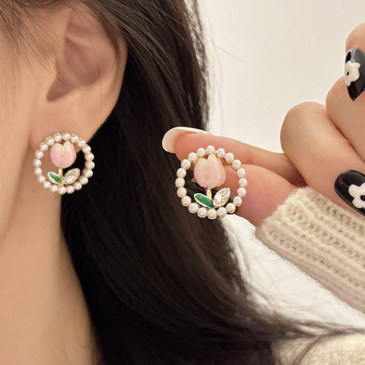 6 Pairs - South Korea Fashion Small Fresh Tulip Earrings (1 Pair Price - 32)