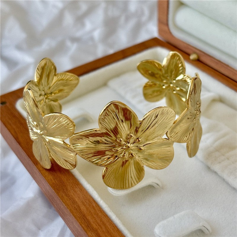 6 Pc - Flower Bracelet - Golden  (1 Pc Price - 44)