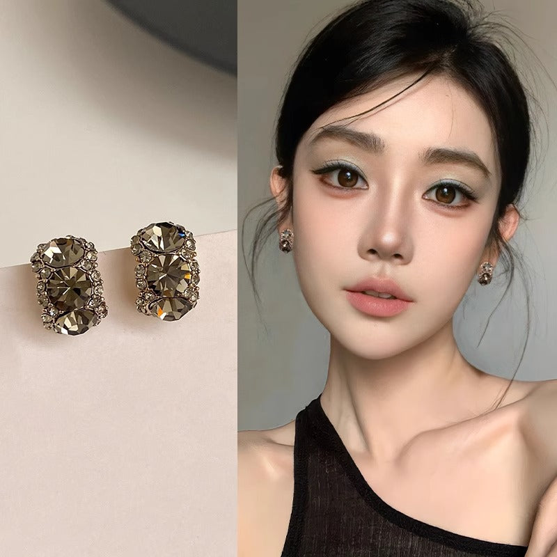 6 Pairs - Dazzling Dark Night Berlin Rhinestone Earrings (Mix Color)  (1 Pair Price - 27)