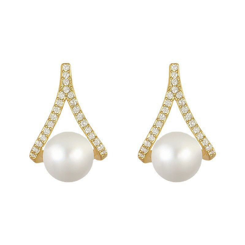 6 Pairs - Diamond-Encrusted Exquisite Pearl Earrings (1 Pair Price - 25)