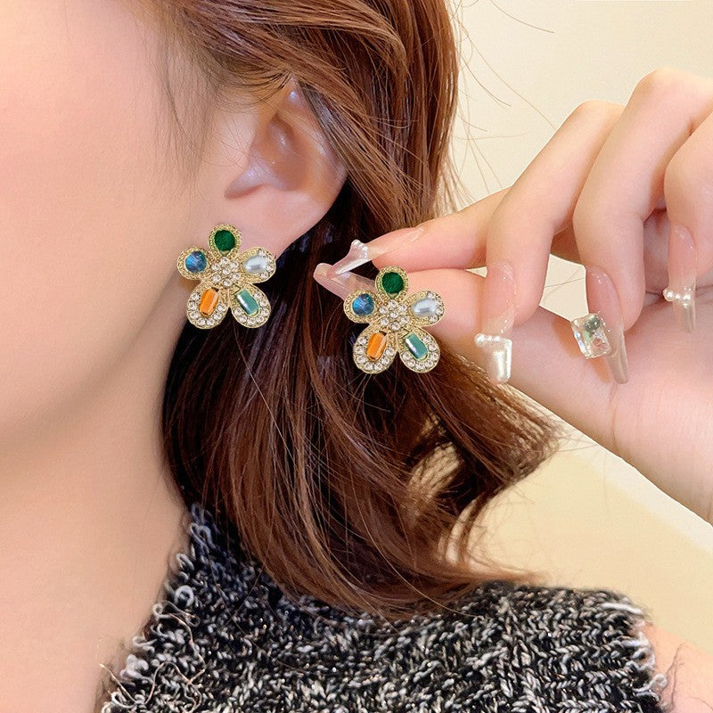 6 Pairs - Dopamine Colorful Zircon Five-Pointed Star Earrings (1 Pair Price - 44)