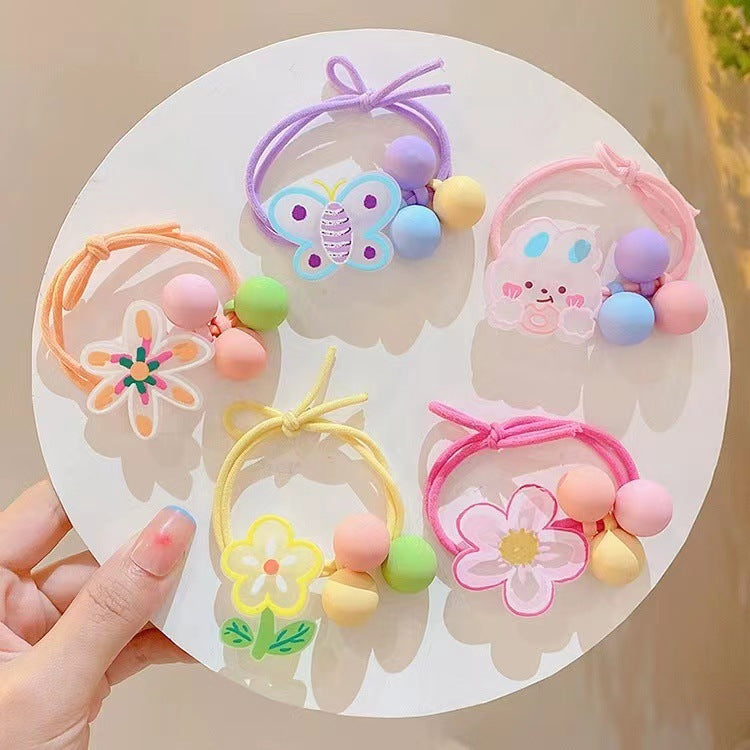 10 Pc - South Korea sweet flower children's hair rope hair ring rubber band (Mix Color OPP bag) (Unit Price 8)