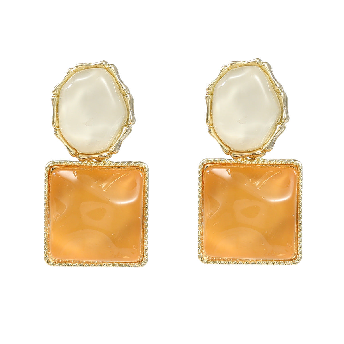 6 Set - Contrast color water ripple geometric square earrings (Mix color) (Unit price 35)