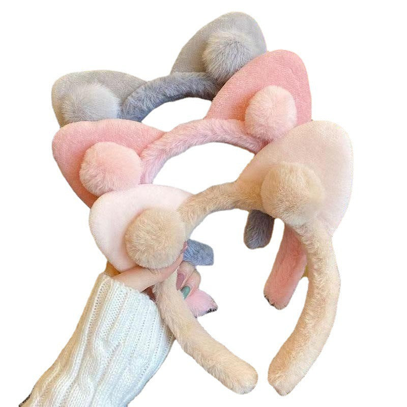 3 Pc - Sweet Cat Ear Plush Hairband (Mix Color) (1 Pc Price - 51)