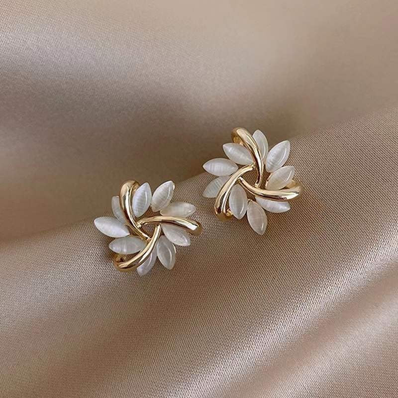 6 Pairs - Cat's Eye Stone French Petal Earrings (1 Pair Price - 28)