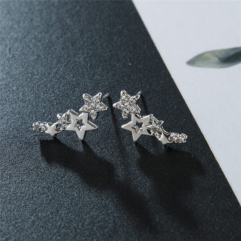 6 Set - Small zircon star earrings - Silver (Unit price 21)
