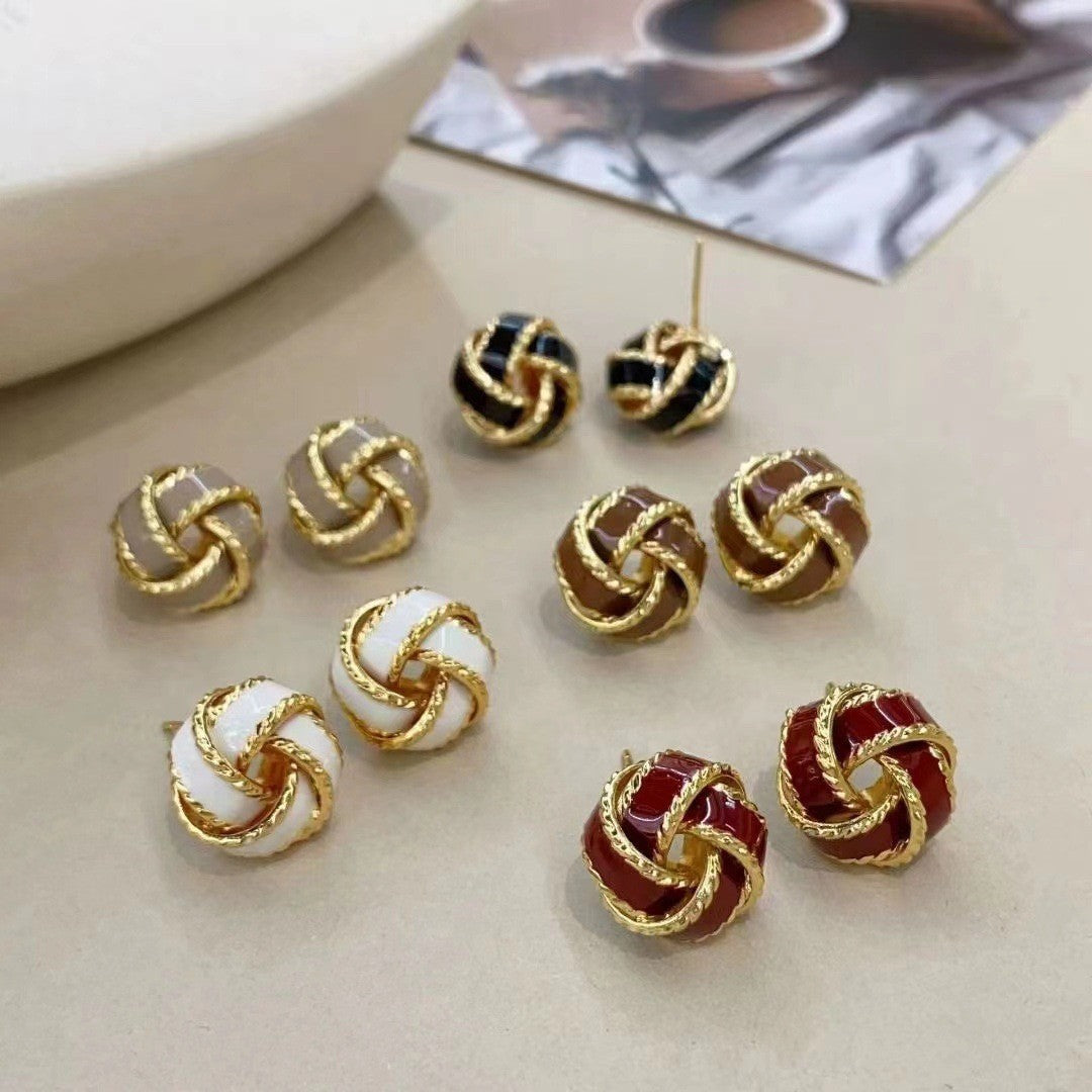 6 Pairs - French Retro Style Concentric Knot Earrings (Mix Color) (1 Pair Price - 41)
