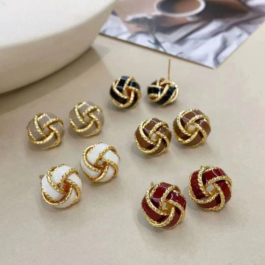 6 Pairs - French Retro Style Concentric Knot Earrings (Mix Color) (1 Pair Price - 41)