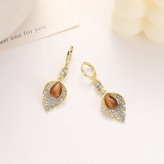 6 Set - Water drop cat's eye stone earrings (Unit price 36)