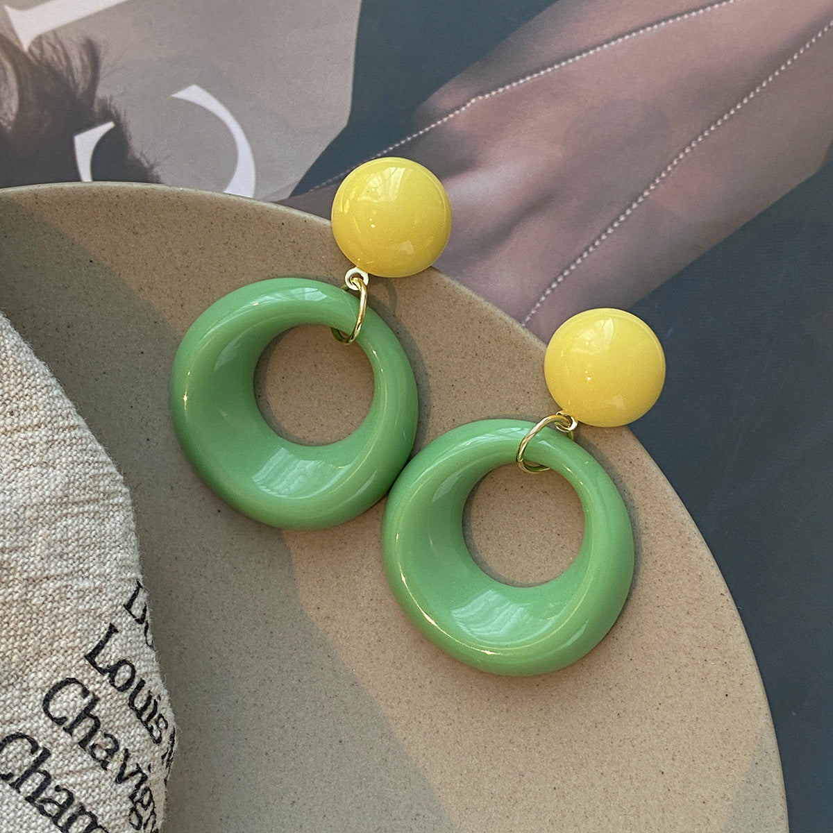 6 Set - Colored love earrings (Mix Color) (Unit price 18)