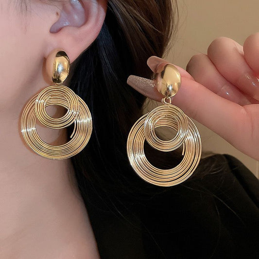 6 Pairs - Fashion Hoop Earrings - Golden (1 Pair Price - 31)