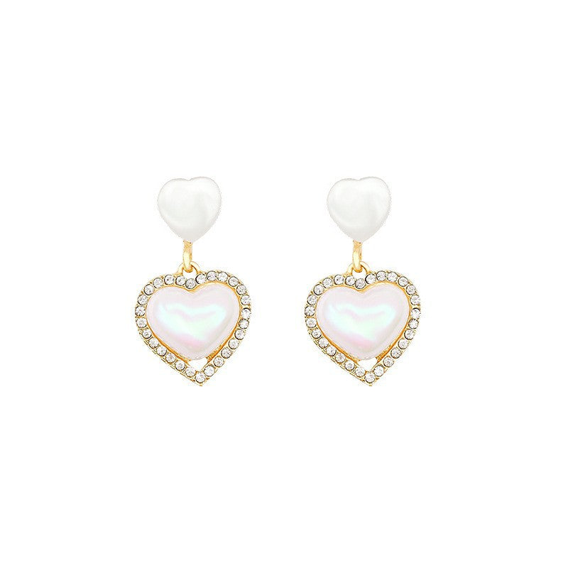 6 Set - Sweet heart-shaped diamond-studded design earrings (Unit price 37)