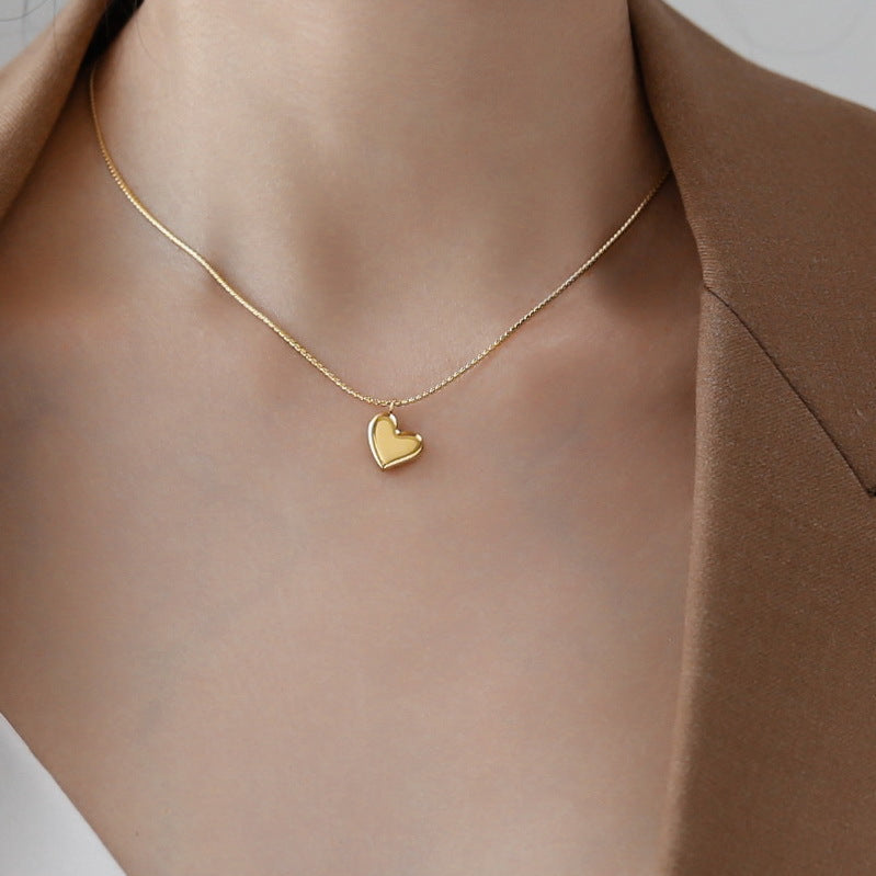 3 Pc - Anti Tarnish Heart-shaped necklace - Gold (1 Pc Price - 72)
