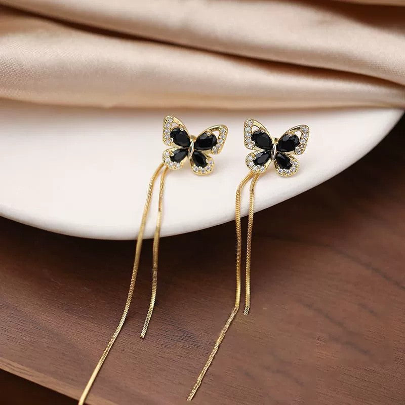 6 Pairs - Korean-Style Super Fairy Butterfly Long Tassel Earrings (1 Pair Price - 37)