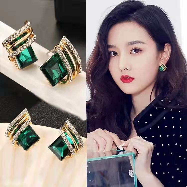 6 Pairs - Crystal Rhombus Wings Diamond Earrings (Mix Color) (1 Pair Price - 26)