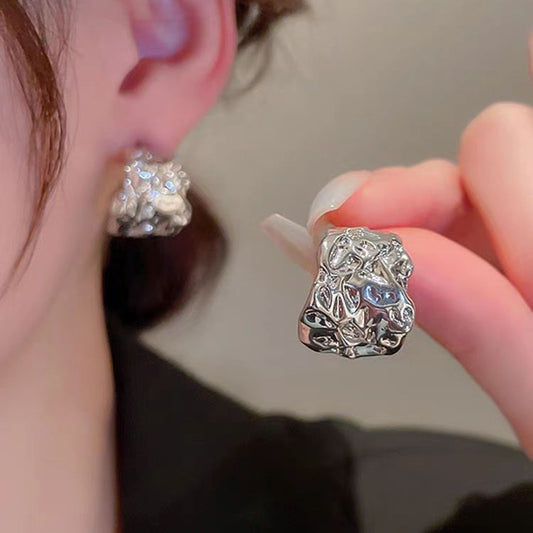 6 Set - Lava C circle earring - Silver (Unit price 24)
