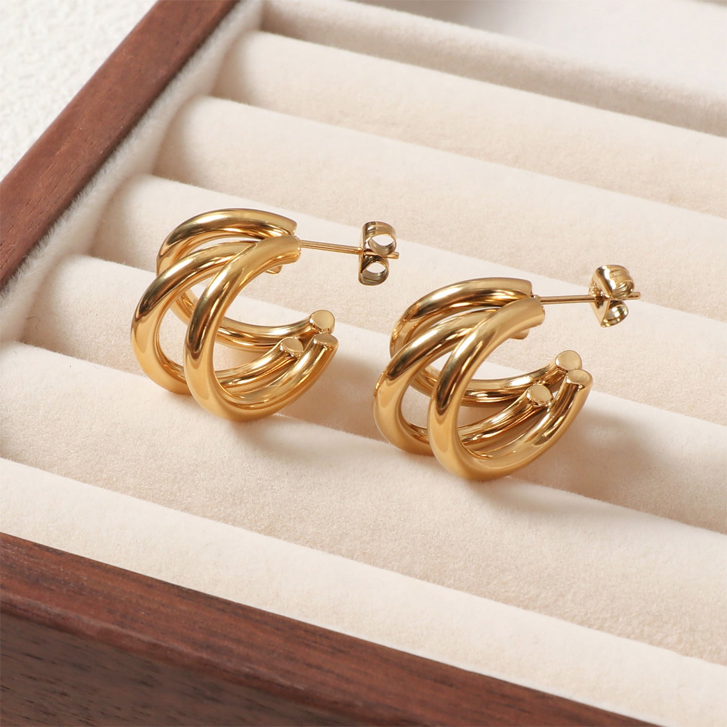 3 Pairs - Three-Piece Line Earrings (1 Pair Price - 77)