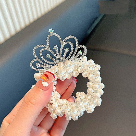 White Crown Star Hair Tie Princess Rubber Band