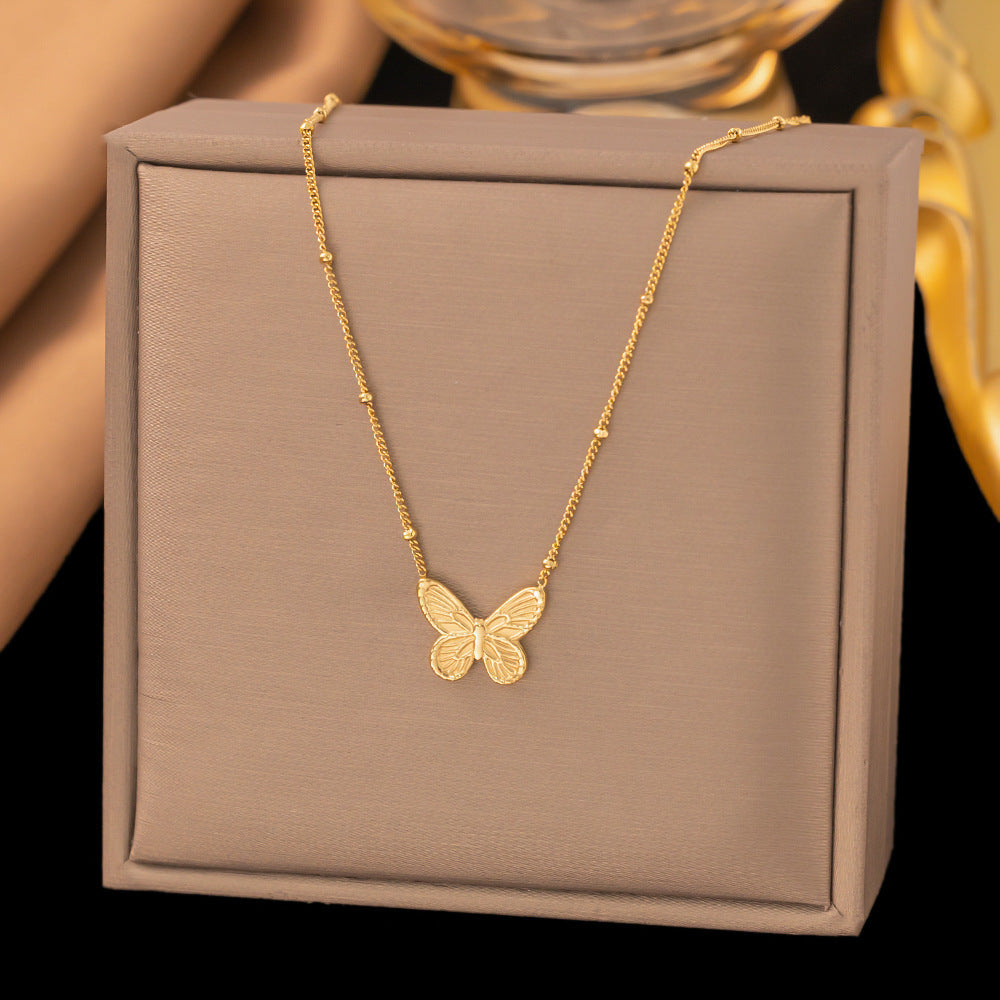 3 Pc - Anti Tarnish Retro butterfly necklace gold (1 Pc Price - 92)