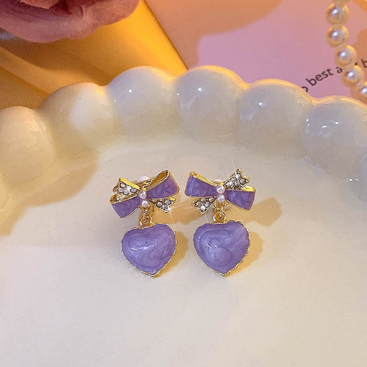6 Set - Lavender purple heart earrings (Unit price 31)