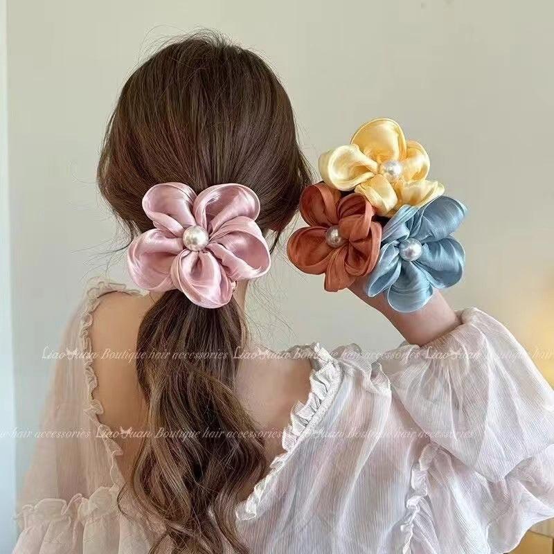 3 Pc - Flower Hair Ties for Girls - Yellow Flower (1 Pc Price - 31)