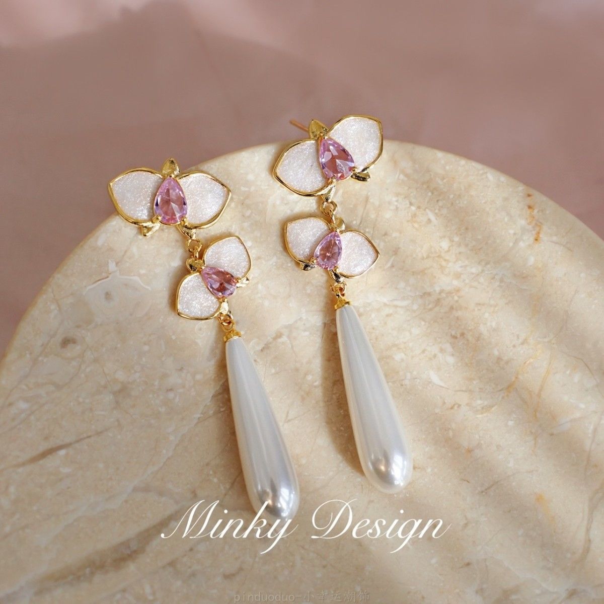 6 Pairs - Vintage Long New Chinese Style Elegant Pearl Flower Earrings  (1 Pair Price - 53)