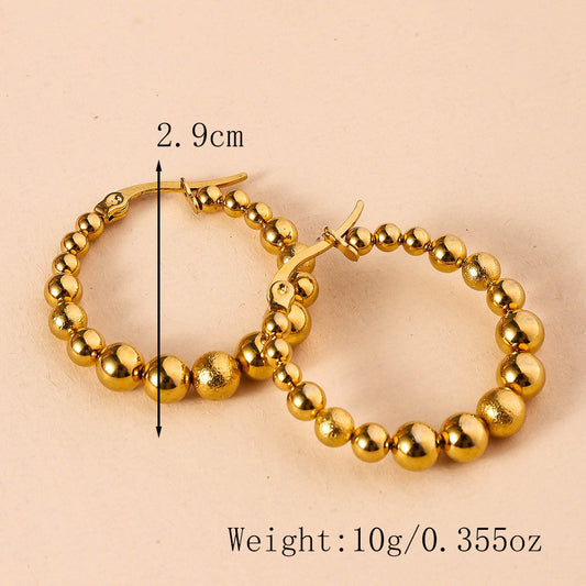 3 Pairs - Big Beads Earring - Golden (Unit Price - 64)