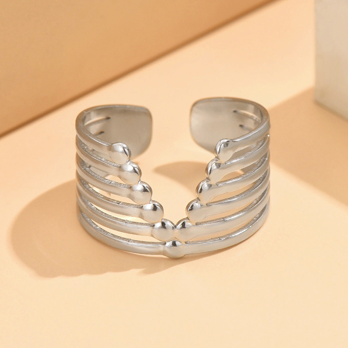 3 Pc - Anti Tarnish V-shaped multi-layer ring silver (1 Pc Price - 39)