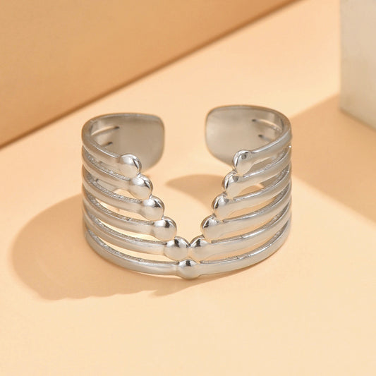 3 Pc - Anti Tarnish V-shaped multi-layer ring silver (1 Pc Price - 39)