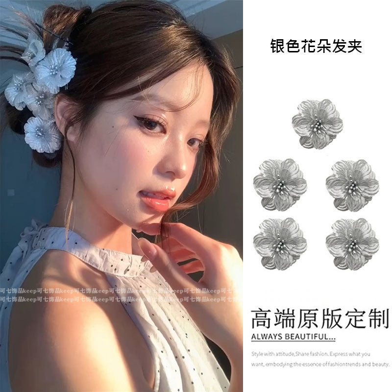 6 Pc - Silver Flower Hairpin opp packing (1 Pc Price - 14)