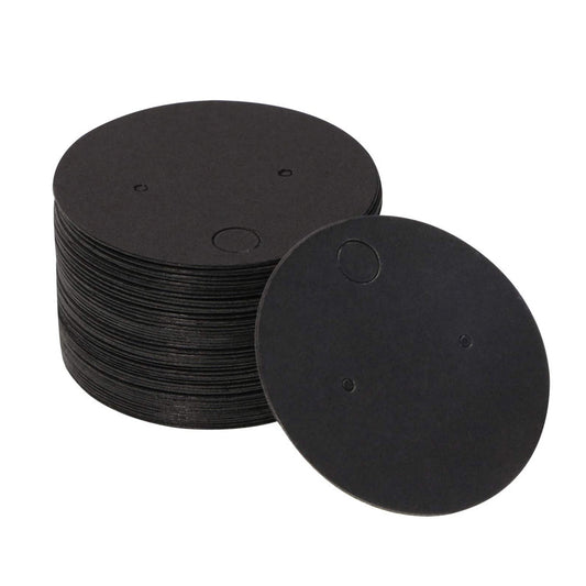 Round black earring card 5cm diameter with OPP packing (Pack of 100 cards)