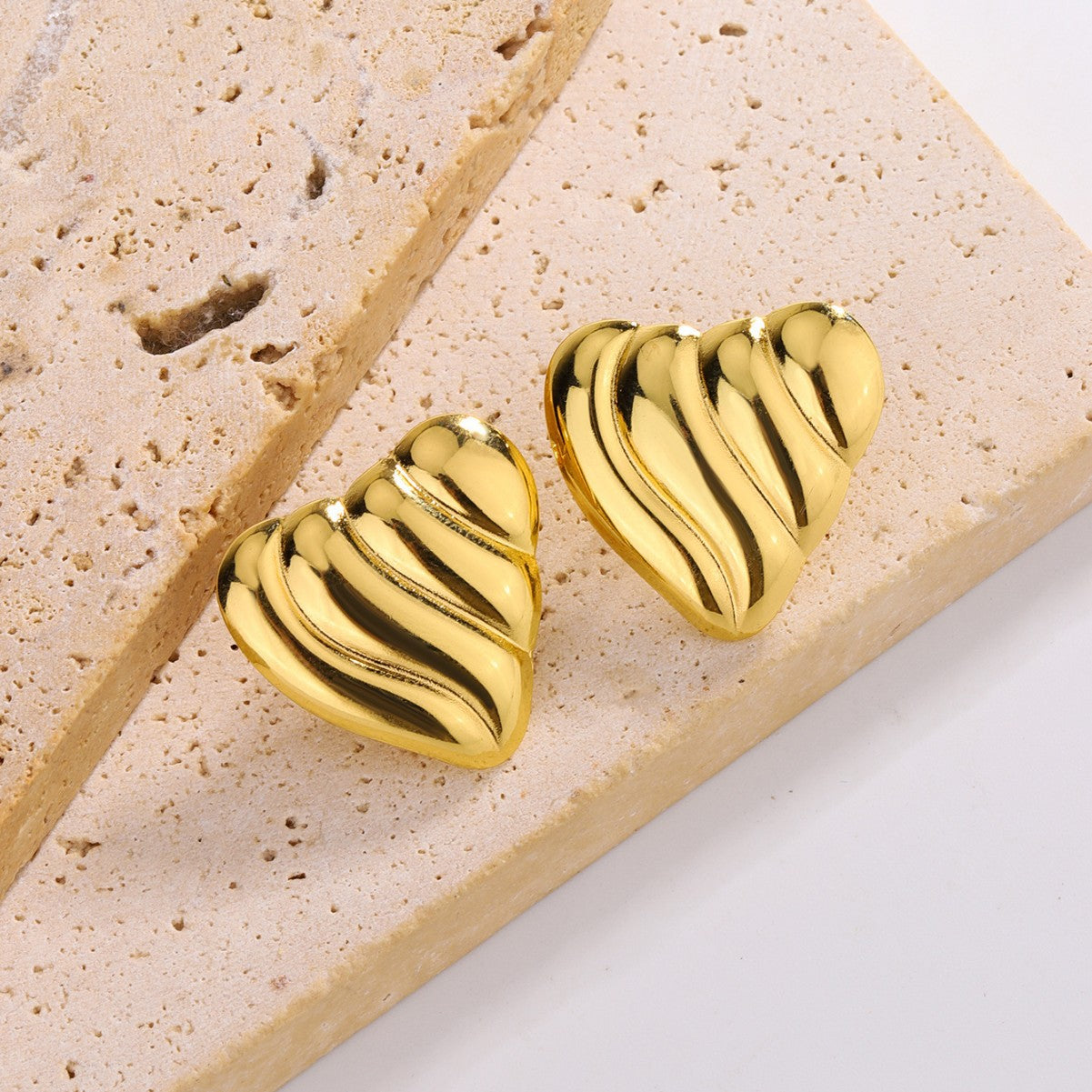 3 Pairs - Anti Tarnish lined heart earrings (1 Pair Price - 44)