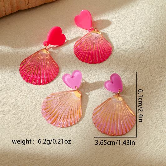 6 Set - Ocean style shiny fan-shaped earrings (Mix color) (Unit price 37)
