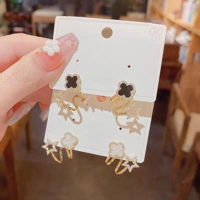 6 Set - Four-leaf flower earrings (Mix Color) (Unit price 28)