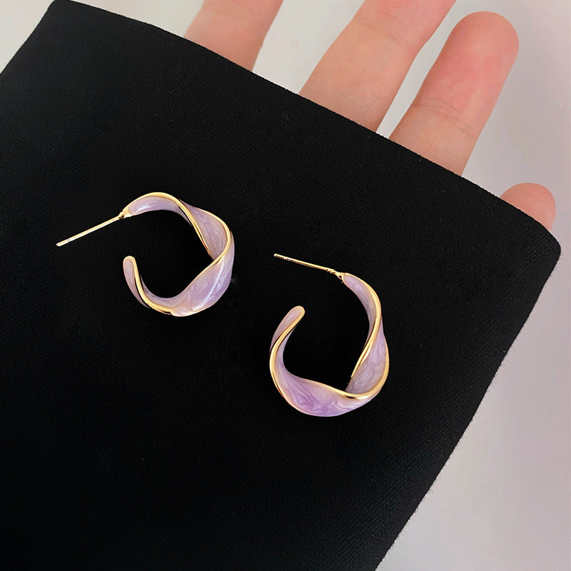 6 Set - Drip glaze twisted earrings (Mix Color) (Unit price 28)