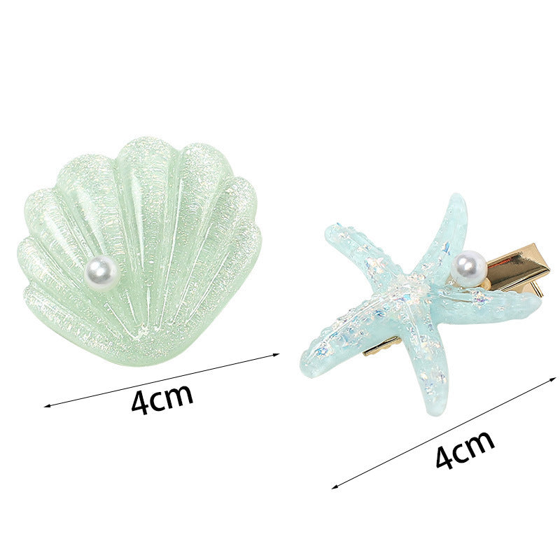 6 Set - 2-Piece Set of Starfish Shell Hairpins opp packing (1 Set Price - 21)