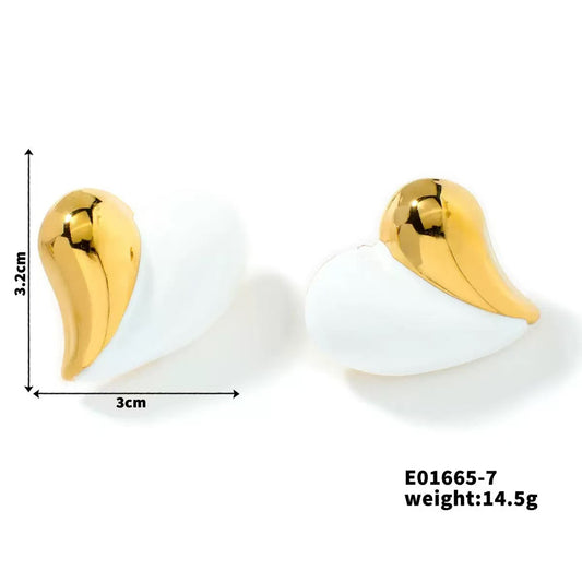 3 Pairs - Anti tarnish colored heat earrings - White (1 Pair Price - 66)